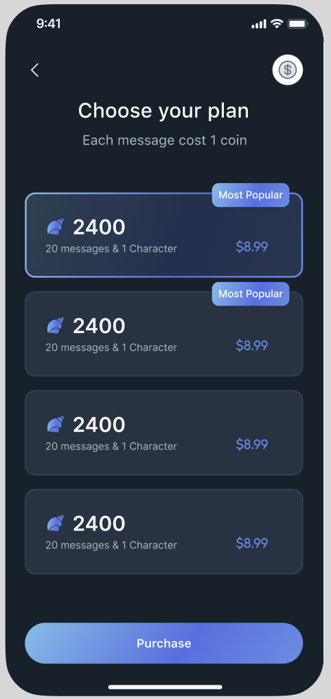 Conch AI subscription plan screen